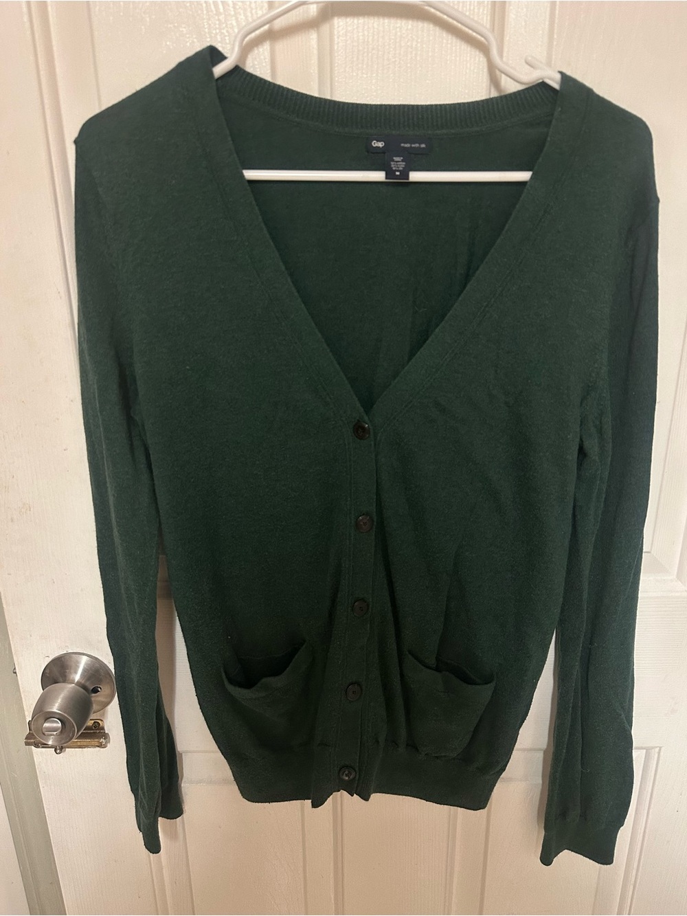 THE GAP Forest Green V-Neck Soft Cardigan Sweater